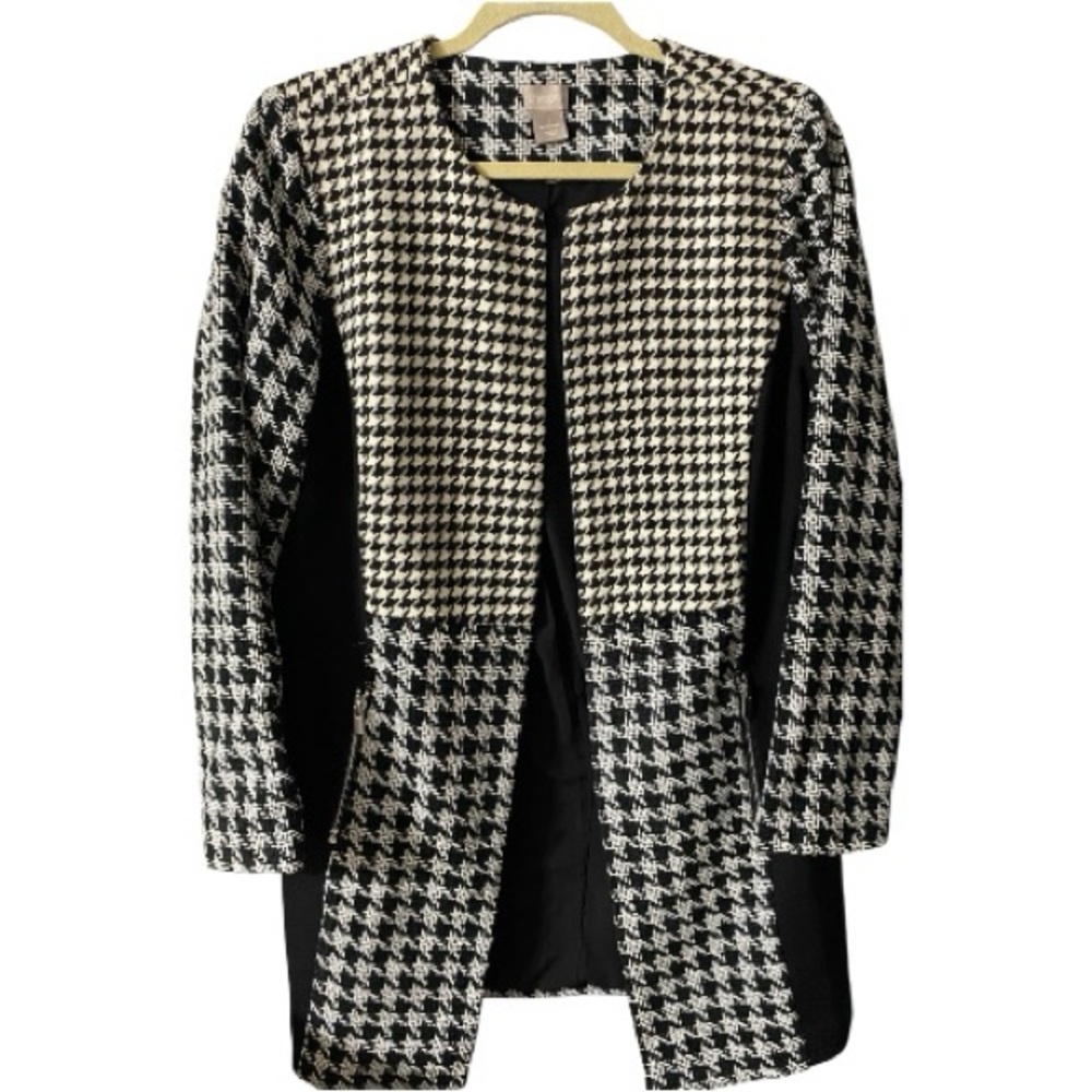 Chico’s Houndstooth Blazer, Jacket, Shacket, Coat, Plaid, Sz M, 8/10, Chico’s 1 - Picture 5 of 13